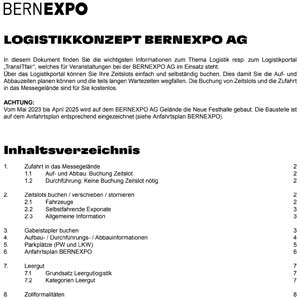 LOGISTIKKONZEPT BERNEXPO